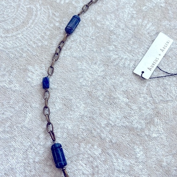 Brand New Aureus + Argent Necklace & Bracelet Set Alexandria Narrow Pendant Blue - Picture 9 of 14